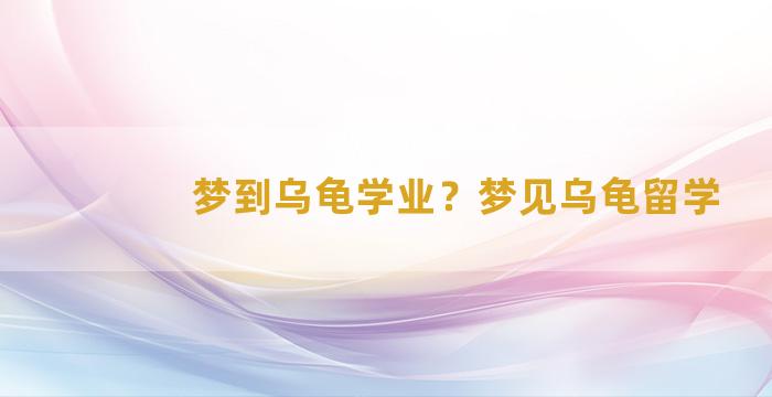 梦到乌龟学业？梦见乌龟留学