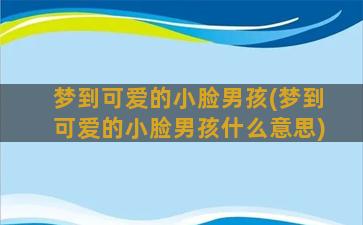 梦到可爱的小脸男孩(梦到可爱的小脸男孩什么意思)