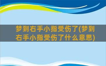 梦到右手小指受伤了(梦到右手小指受伤了什么意思)