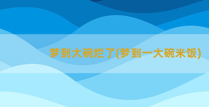 梦到大碗烂了(梦到一大碗米饭)