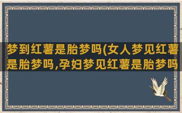 梦到红薯是胎梦吗(女人梦见红薯是胎梦吗,孕妇梦见红薯是胎梦吗)