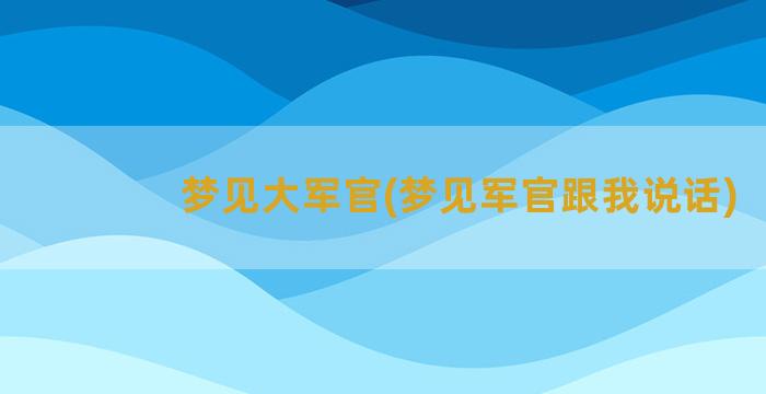 梦见大军官(梦见军官跟我说话)