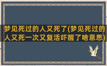 梦见死过的人又死了(梦见死过的人又死一次又复活吓醒了啥意思)